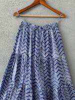 Falda Maxi de Algodón con Estampado Natural Ajustable para Mujer, Vestido Largo Bohemio Casual con Bolsillos con Cordón, Plisado y Hecho a Mano