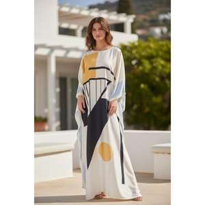 Robe maxi kaftan tie-dye pour femmes, coupe ample, longueur au sol, naturelle, élégante, modeste, mode, vêtements de villégiature - Product Image 2
