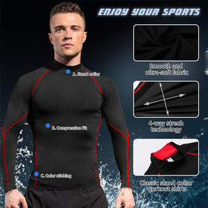 Camisa de compresión atlética de manga larga ligera para hombre, capa Base de entrenamiento que absorbe la humedad con logotipo personalizado para gimnasio, estampado de talla grande - Product Image 2