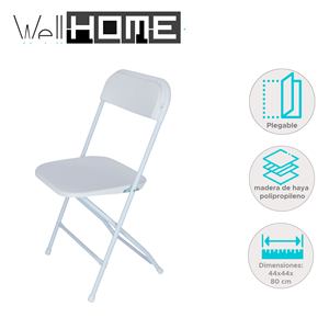 WELL HOME Chaise de jardin pliante blanche avec structure en métal 44x44x80 cm - Product Image 2