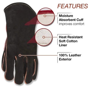 Guantes de Soldadura MIG de Cuero con Refuerzos en la Palma Resistentes al Calor y al Fuego - Product Image 6