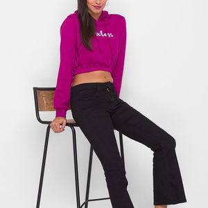 Top corto con capucha para mujer superventas Color liso de alta calidad y transpirable de talla grande para invierno Precio al por mayor - Product Image 4