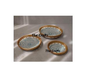 แผ่นเสียงช็อคโกแลตทรงกลมทำจากหวายและหอยมุกสำหรับเสิร์ฟอาหาร - Product Image 3