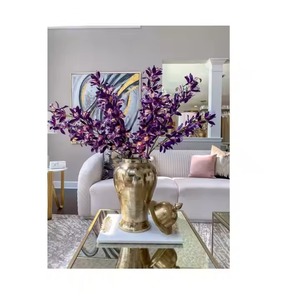 Jarrón de Metal Simple con acabado dorado, elegante acento decorativo para mesas de comedor, oficinas y exhibición de arreglos florales para interiores - Product Image 5