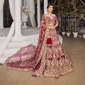 NOUVEAU-BEAU CHEMISIER DE MARIÉE LOURD, ROBE LEHENGA & DUPATTA AVEC BEAU DABKA, PERLES, RESHAM BRODERIE TRAVAIL pour MARIAGE = 2024 - Product Image 1