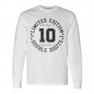T-shirt a maniche lunghe per compleanno di 10 anni con numeri doppi, edizione limitata 2015, vintage - Product Image 2