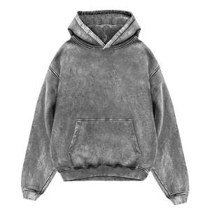 Sweat-shirts décontractés à capuche en molleton 100 % coton de qualité supérieure, effet délavé à l'acide, effet décoloré par le soleil, respirant et absorbant l'humidité, coupe ample - Product Image 5