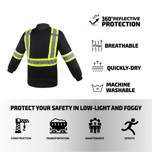 เสื้อเชิ้ตแขนยาวสำหรับงานก่อสร้าง ผลิตจากวัสดุที่นุ่มและเป็นมิตรกับผิว พร้อมแถบสะท้อนแสง ปกป้องความปลอดภัยในการทำงาน - Product Image 2