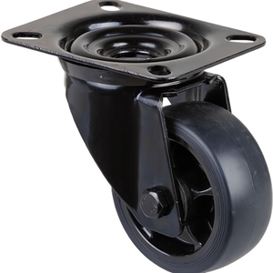 Swivel Caster with 80mm Wheel Diameter 100kg Load Capacity Rubber Plate L104xW80mm Black BS ROLLEN <b>Raincoat</b> Product - Product Image 3