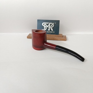 Pipa de Tabaco de Madera Reutilizable Hecha a Mano de Lujo, Cuenco con Acabado Rojo Intenso, Tallo Negro Cómodo, Ecológica para Fumadores de Pipa Clásicos - Product Image 1