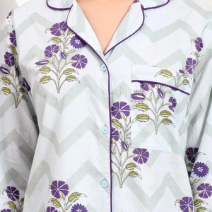 Handgemaakte Indiase Katoenen Blok Print Pyjama Set Voor Vrouwen Elegante Zomer Lounge Wear Gepersonaliseerde Bruidsmeisjes Bruiloft Pj Odm - Product Image 3