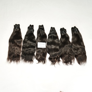 100% vierge cuticule alignée chimiquement traitée aucun noir crépus faisceaux ondulés Indian Temple Extensions de cheveux humains - Product Image 1