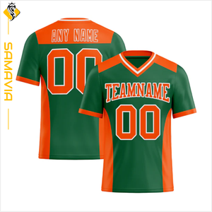 Maillot de football américain personnalisé pour équipe, uniforme à manches courtes en tissu polyester imprimé, protection UV, prêt à être expédié pour l'été - Product Image 4