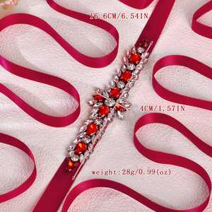 Cinturón Ajustable con Pedrería Borgoña Bridella BS191R para Bodas, Bailes de Graduación y Eventos Formales - Product Image 4