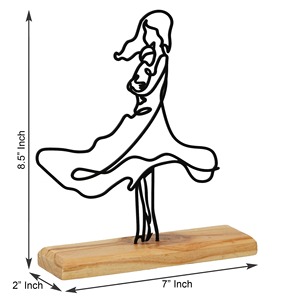 Estatua Artística de Dama en Metal Negro con Base de Madera, Centro de Mesa Perfecto para Decoración Elegante del Hogar, Procedente de la India - Product Image 2