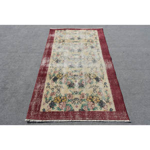 พรมสไตล์ตุรกีสีเบจคลาสสิกสีแดงขนาดใหญ่3.6x6.3ฟุตพรมลาเท็กซ์ขนสัตว์นามธรรมขนาด10มม. พรมสี่เหลี่ยมสำหรับตกแต่งโถงทางเดินในห้อง - Product Image 1