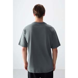 <b>Khaki</b> 100% Cotton Thick Soft Textured Oversize Fit Printed <b>Men's</b> <b>T</b>-<b>Shirt</b> - 88359 - <b>Khaki</b> - Product Image 5