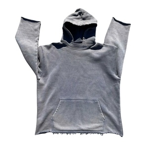 Fabricante de sudaderas con capucha grises desgastadas personalizadas, sudadera extragrande con dobladillo sin rematar y marca OEM, sudadera con capucha rosa lavada con efecto desgastado por el sol, extragrande - Product Image 1