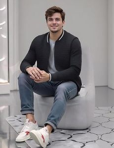 Chaquetas ligeras casuales para hombres Chaqueta de bombardero de gofres Abrigo universitario con cremallera - Product Image 6