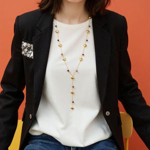 流行不锈钢实心心形长吊坠项链女式毛线链不褪色不过敏饰品批发时尚 - Product Image 6