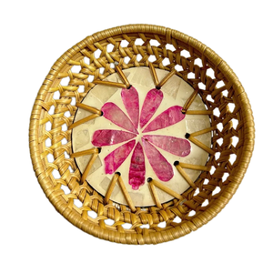 Vietnam-Made Élégant Nacre Fleur Motif Décoratif Osier Rotin Plaque Décor À La Maison Thé Fruits Affichage - Product Image 1