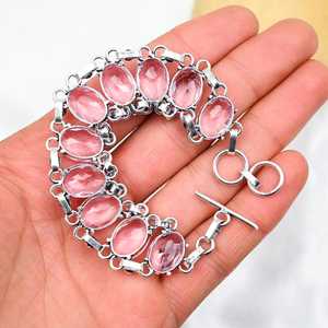 Pink Kunzite Bracelet 925 Sterling <b>Silver</b> Handmade Jewelry Gemstone Bracelet Wedding Birthday Gifts - Product Image 6