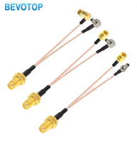 Câble RG316 SMA Femelle vers TS9 Mâle, Répartiteur en Y à Angle Droit, Câble d'Extension d'Antenne WiFi, Pigtail BEVOTOP Jumper