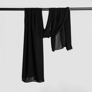 Hijab Basique GAI pour Filles, Style Ethnique Floral d'Été, Tissu en Chiffon Modal Polyester Viscose Coton Lin Imprimé Numérique Noir - Product Image 1