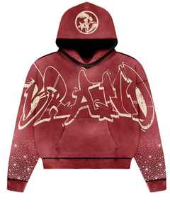 Conjunto de Sudadera con capucha y pantalones de chándal con diamantes de imitación desgastados y cremallera lavada con ácido recortada de felpa francesa vintage personalizada - Product Image 2