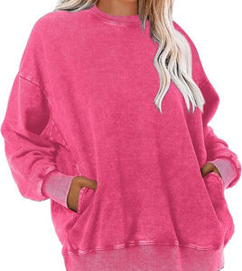 Sudadera Holgada Extra Grande de Alta Calidad para Mujer, Estilo Vintage, Cuello Redondo, con Bolsillos, Lavada al Ácido, 2025 - Product Image 1