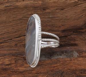 925 argent Sterling Agate pierre précieuse bague à la main trois couches bande Style classique cadeau de mariage unisexe pierre naturelle Artisan - Product Image 5