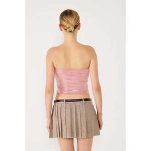 เสื้อครอปเกาะอกผ้าสีชมพูประกาย - Product Image 5