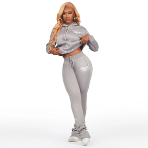 Survêtement décontracté de grande qualité pour dames Survêtement imprimé à paillettes Automne Hiver Ensemble deux pièces Survêtements délavés à l'acide pour femmes - Product Image 1