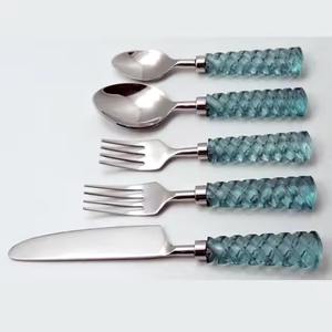 Royal <b>Knife</b> Traditional Long Handle Design Wooden and Blue Resin Handmade Western Style and Different Design Flatware Set - Product Image 4