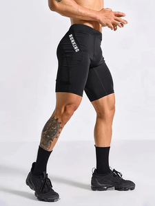 Pantalones cortos deportivos de bolsillo con gráfico de letras para hombre, pantalones cortos deportivos de algodón y poliéster para correr, entrenamiento informal, estampado de verano personalizado - Product Image 3