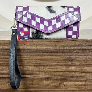 2025กระเป๋าสตางค์หนังลายตารางหมากรุกสำหรับผู้หญิง, สไตล์ใหม่กระเป๋าถือหนังวัวอเนกประสงค์ความจุมาก - Product Image 1