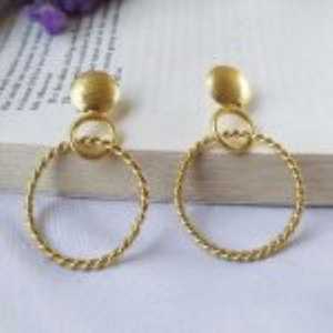 Brass Gold Plated Drop Stud Hoop <b>Earrings</b> with <b>Opal</b> for Party - Product Image 4