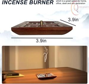 Boîte à encens décorative en bois avec couvercle, 100 % naturelle et durable, pour bâtonnets et cônes d'encens, utilisation sans cendres - Product Image 5