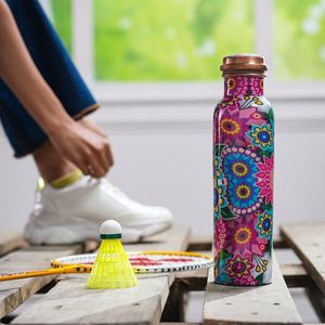 Ayurvedic grade <b>copper</b> <b>water</b> <b>bottle</b> for improving wellness and balancing pH levels with vintage finished and handcrafted beauty - Product Image 3