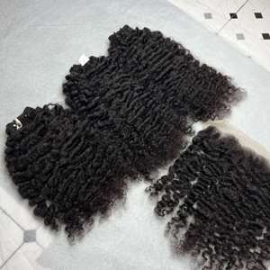 Extensions de cheveux bouclés birmans Remy vietnamiens Genius Weft Double Drawn Birman Curly Thick End Closures - Product Image 3