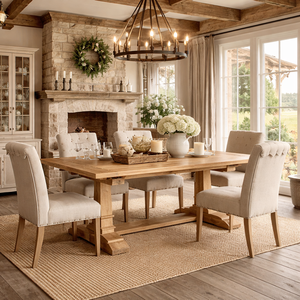 Solid Wood Monastery Dining <b>Table</b> <b>Vintage</b> Farmhouse Luxury Handcrafted Rustic Closter <b>Table</b> For Dining Room Interior - Product Image 4