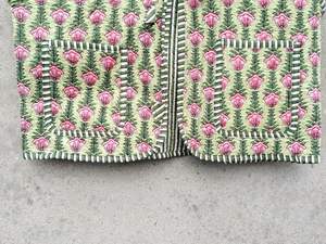 Veste Kantha en coton unisexe matelassée imprimée, manteau d'hiver tissé à la main de style bohème, vêtements d'extérieur décontractés d'hiver pour femmes - Product Image 3