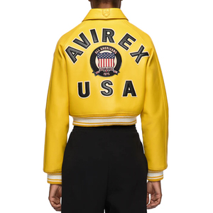 Wholesale Price Premium Quality Regular Avirex Women's <b>Leather</b> Bomber <b>Jacket</b> <b>Winter</b> Streetwear Turn-Down Collar Factory Price - Product Image 5