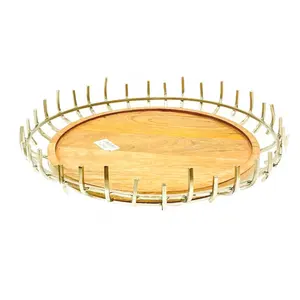 Juego de tres tapas chapadas en plata de forma redonda nueva madre de perla bandeja de madera tuerca cuenco para servir para restaurante de Hotel - Product Image 6