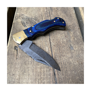 Couteau de poche pliant en acier damas fait à la main avec manche en corne couteau de camping en bois personnalisé Unique cadeau personnalisé - Product Image 4
