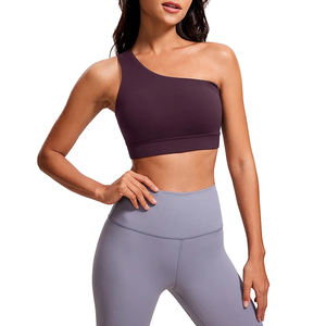 2024 Design Femmes Une Épaule Crop Sport Soutien-Gorge Sans Manches avec Une Sangle Faible Impact Entraînement Yoga Soutien-Gorge Sans Couture et Respirant - Product Image 1