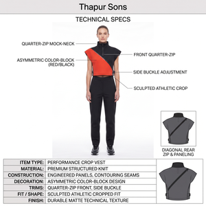 Women's Techwear Half Zip <b>Mock</b> <b>Neck</b> Crop Tank <b>Top</b>-Structural Sleeveless Vest for Athletic Streetwear & Gym - Product Image 5