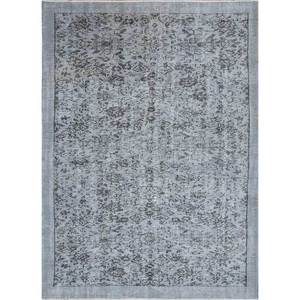 Tapis en laine noué à la main gris et noir vintage Pae-632, tapis de salon rectangulaire abstrait à motif médaillon pour adolescents et maison - Product Image 1