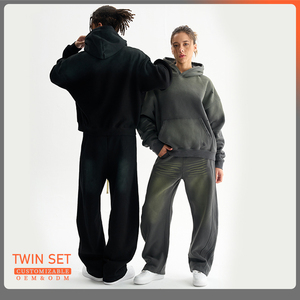 Custom Hoodies Pullover Copped Sweatsuit Acid Wash Hoodie 3d Puff Print Jogging Tracksuits <b>Set</b> Flared Sweatpants and Hoodie <b>Sets</b> - Product Image 4