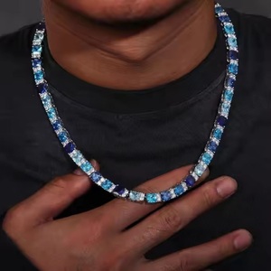 Chaîne Hip Hop en diamant Moissanite ronde et baguette entièrement glacée fabriquée en argent sterling 925 rappeurs bijoux de fête - Product Image 2